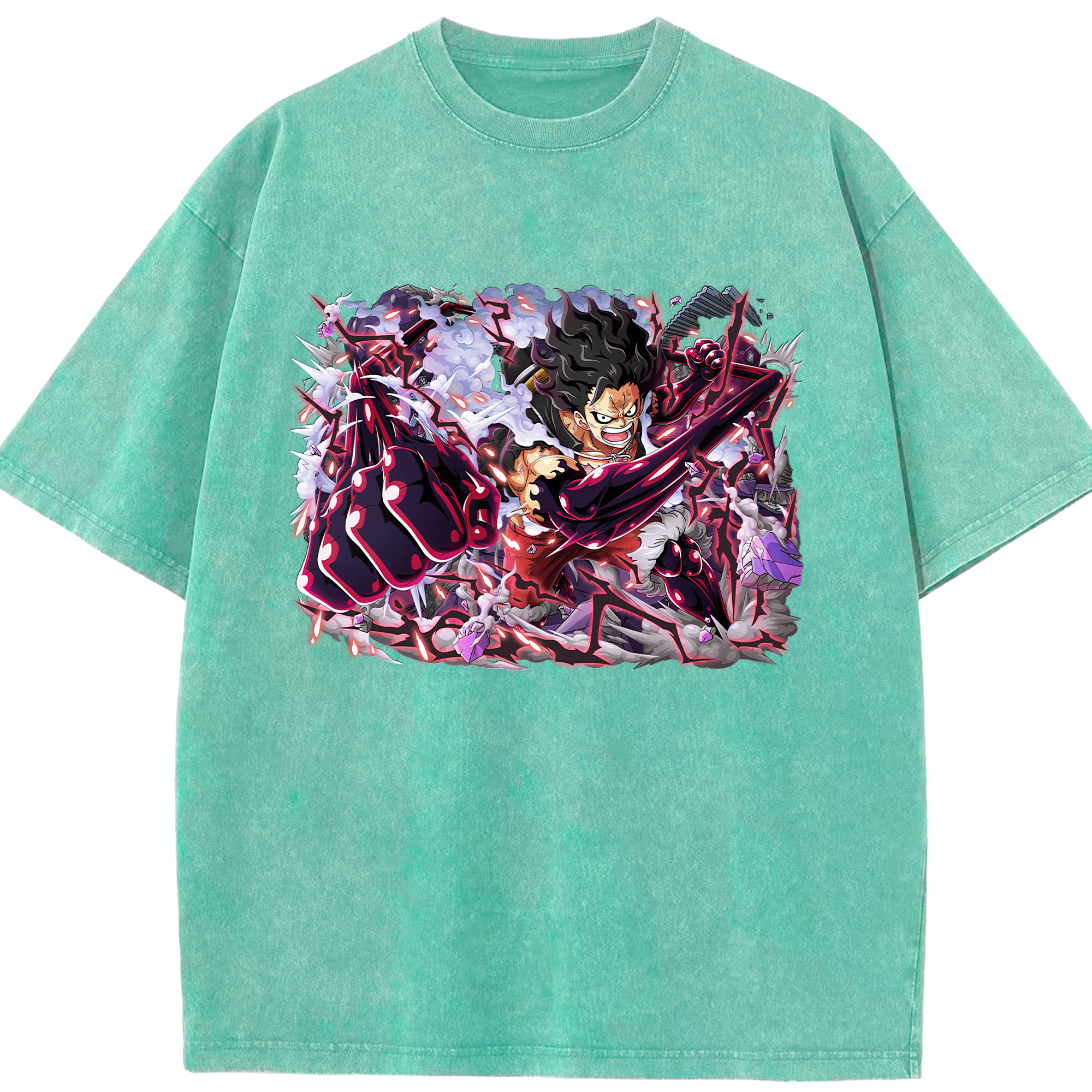 ワンピース モンキー・D・ルフィ ONE PIECE Monkey D. Luffy 綿100% ヴィンテージ風 半袖Tシャツ（フロントプリント）